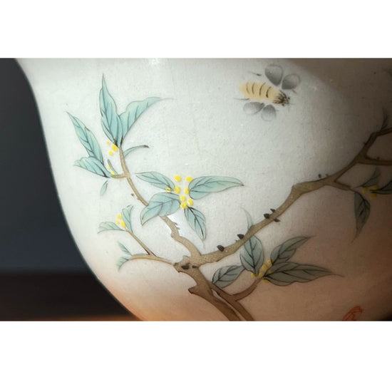 Wide Rim Gaiwan with Hand-painted Osmanthus