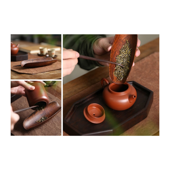 Hand-carved Sandalwood Tea Scoop 2-Piece Set