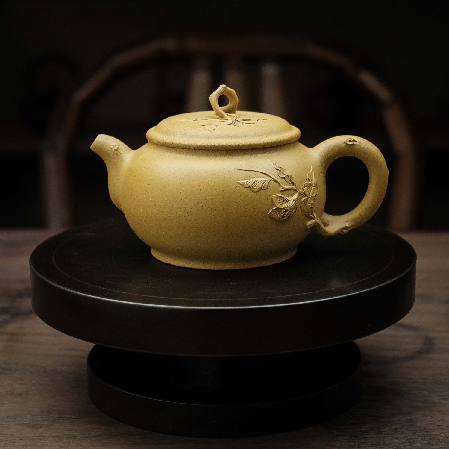 The Green Tea Goddess - Yixing Teapot Vintage Golden Duan Clay - Grass People Tree