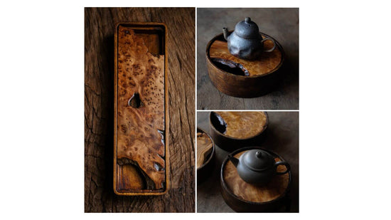 Limited edition handmade one-piece-wood tea tray with drain
