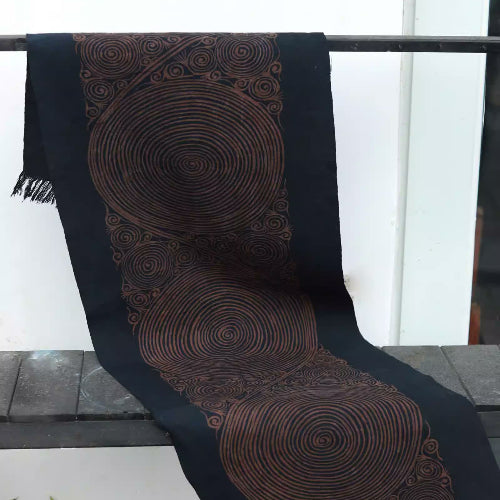 Spiral Maple Batik Table Runner - decorative textile detail